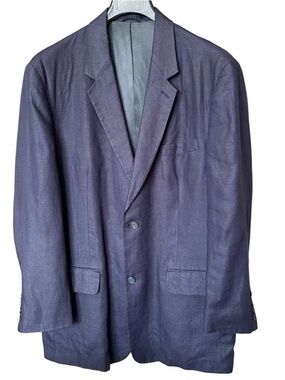 J.Crew 100% Linen Blazer Men’s 44L Navy Blue Fully Lined Classic Preppy Jacket